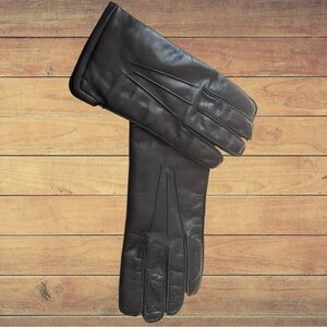Fownes Brothers & Co vintage fur lined black leather men’s gloves | 11